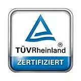 Das Bild zeigt ein TÜV Rheinland Zertifikat-Logo. Es bedeutet, dass ein Produkt geprüft und zertifiziert wurde.
